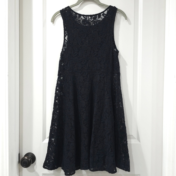 FREE PEOPLE Miles Of Lace Mini Fit & Flare Sleeveless Popover Dress, Lined, Nwt - Picture 10 of 16